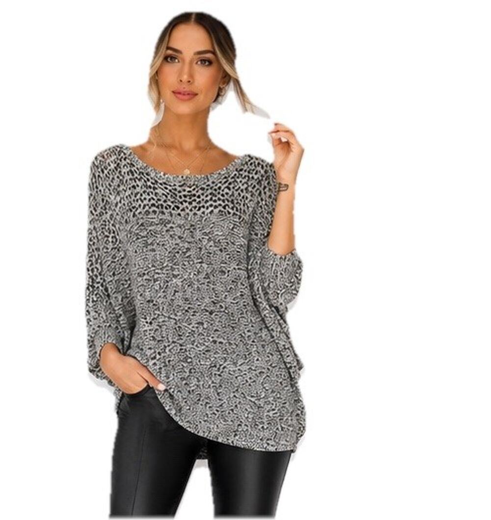 Jessica Simpson Open Back Marled Knit Sweater Black White Dolman Sleeve Tunic L
